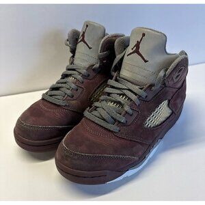 Jordan Retro 5 (size 3Y) Maroon Red and‎ Gray